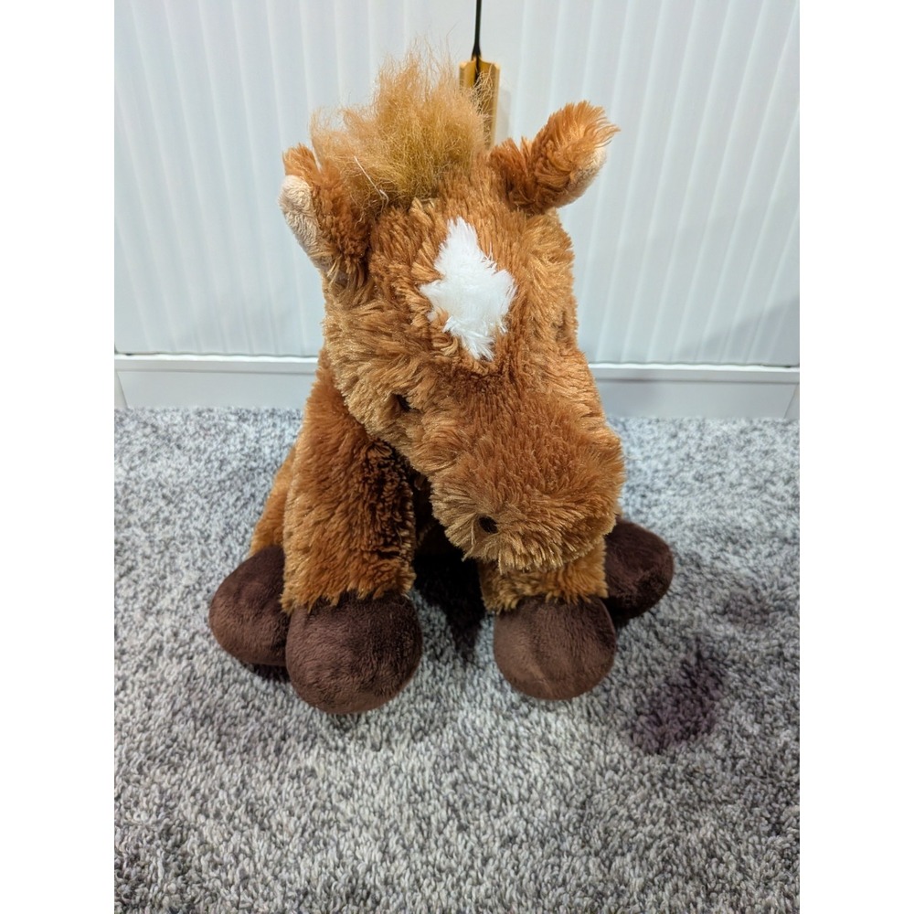 Aurora Pony‎ Horse Dark Brown w/White Face Stuffed Plush Floppy 12" Soft Animal